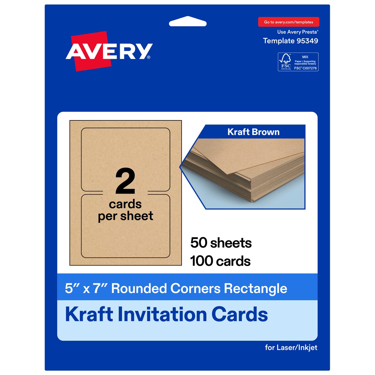 Avery Kraft Brown Invitation Cards, 5" x 7" Rectangle Rounded Corners